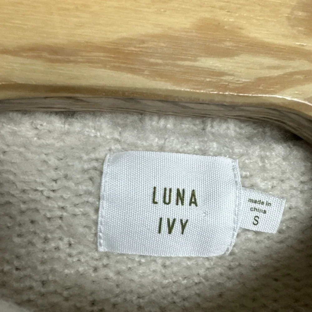 Luna Ivy 3D Crochet Oversized Patchwork Women's Floral Blue Tan Cardigan Sweater